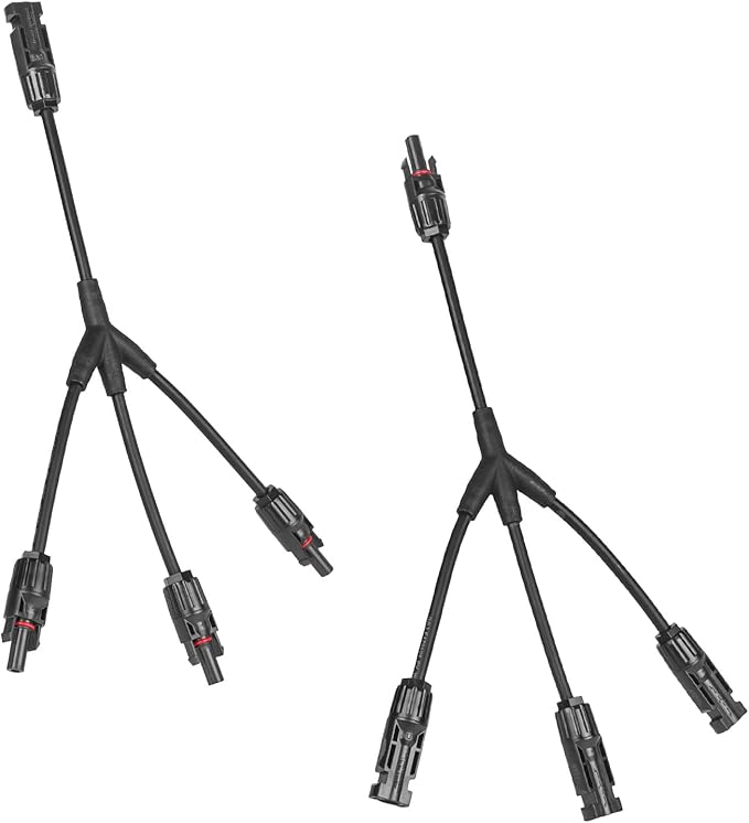Solar Panel Connector 3 to 1 Solar Panel Splitter 3 Way 1000V Y-Branch Cable Solar Panel Parallel Connectors Parallel Adapter Cable Wire Plug Tool Kit for Solar Panel (1 Pairs)