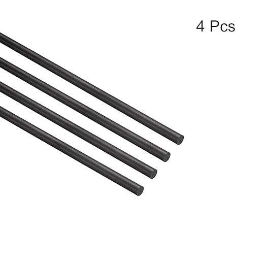 MECCANIXITY Carbon Fiber Rod, 3mm x 150mm for RC Plane DIY Tool Wing Tube Quadcopter Arm, Pack of 4