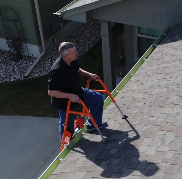 Bighorn Ladder Stabilizer for Roof Safety | Lightweight Aluminum | Easy Adjustable | Stabilizing & Secure | Gutter Clips/Hooks Included | Easy Access Handle Support | Fold for Transport & Storage