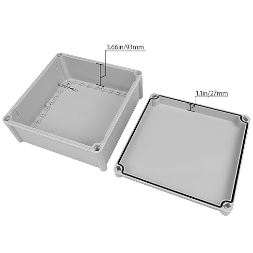 Junction Box，11"x 11"x 5.1" Outdoor Electrical Box with Mounting Plate, IP67 Dustproof Waterproof ABS Plastic Project Box, DIY Electrical Enclosure Gray (280x 280x 130 mm)