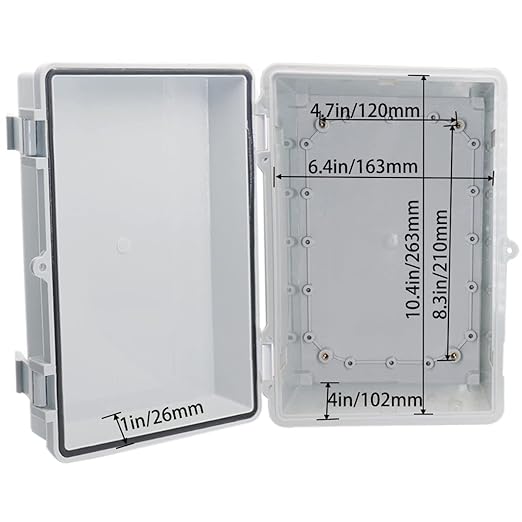 Waterproof Outdoor Electrical Box Junction Box Weatherproof IP67 ABS Plastic Enclosure Switch Router Project Box with 2 Cable Glands Grey 11.4"x7.5"x5.5"