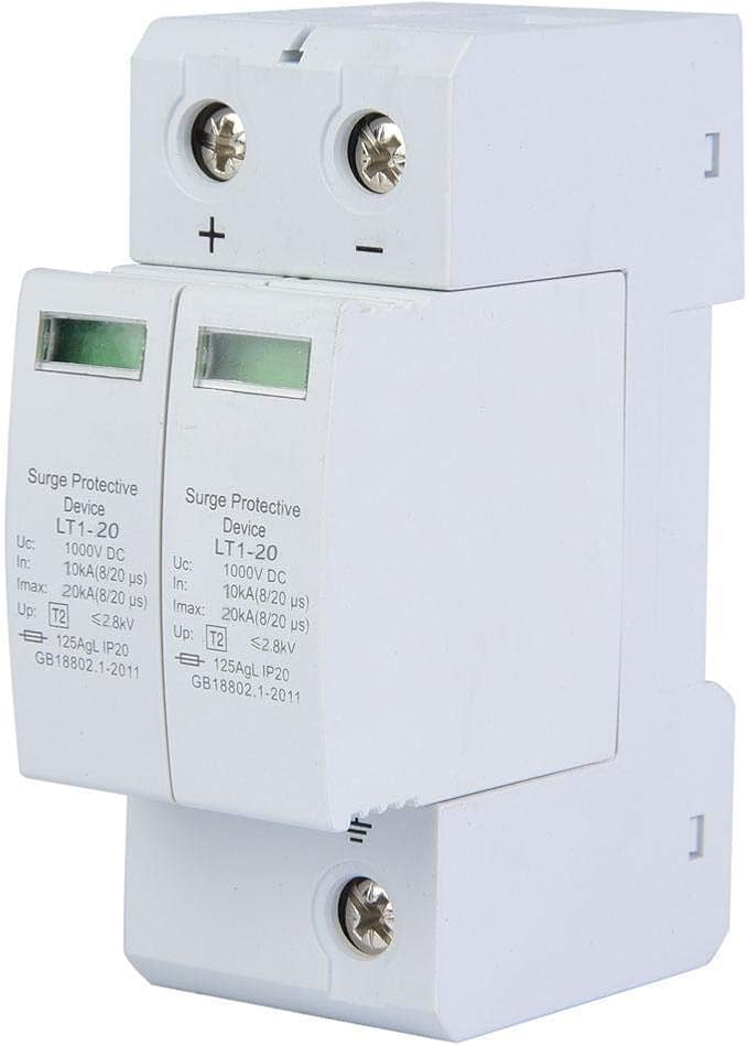 Surge Protection Arrester Device, 2P DC Photovoltaic Lighting Protector Low-Voltage Arrester Whole House Surge Protector for Home and Commercial Lighting Protection, 2P Guide Rail Mounting(2P40KA)
