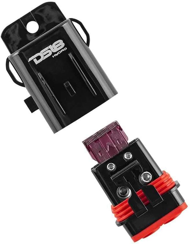 DS18 New Hydro MFH8 - Marine Fuse Holder 8 AWG, Waterproof, Red Silicone Sheat, Included Brass Accessories