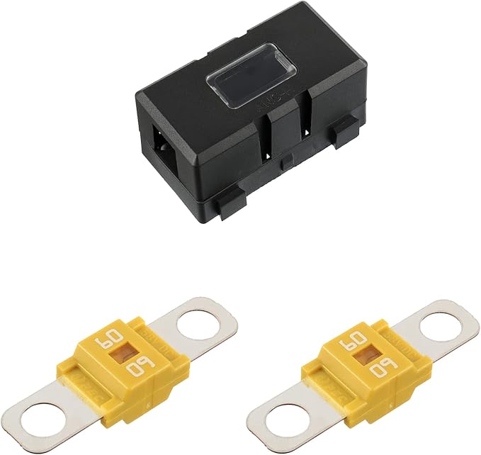 Midi Fuse Holder and 2 Pieces 60A Midi high Current Fuse Screw Fuse for Cars, Trucks, Vehicles(60 Amp)