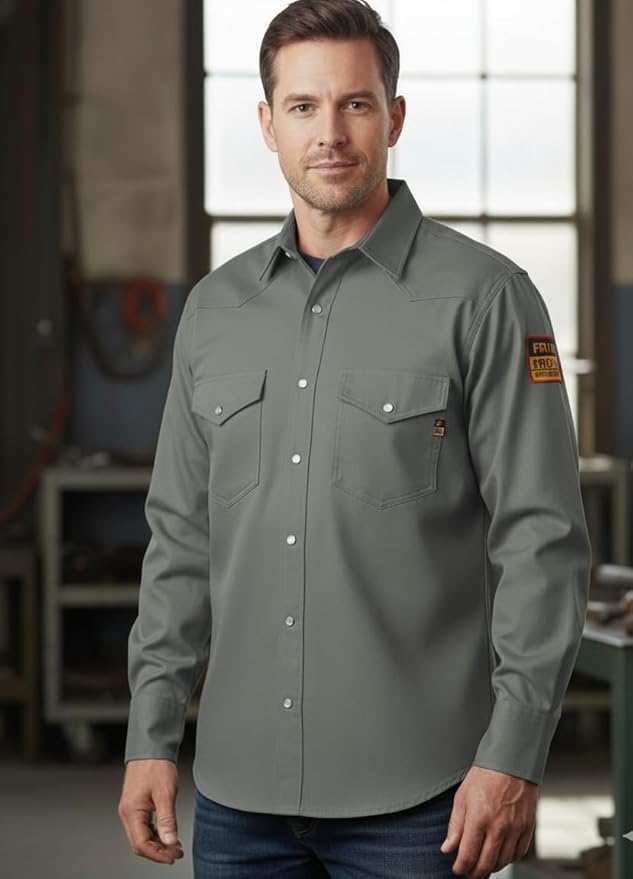 Just In Trend Flame Resistant Light Weight FR Shirt for Men - 88% Cotton, 12% Nylon, 7oz, NFPA 2112