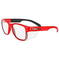 MAGID Y50 Safety Glasses, ANSI Z87.1, Anti-Fog UV Protection, Clear Lens, Side Shields, Red Frame, 2 Pairs, Y50RDAFC