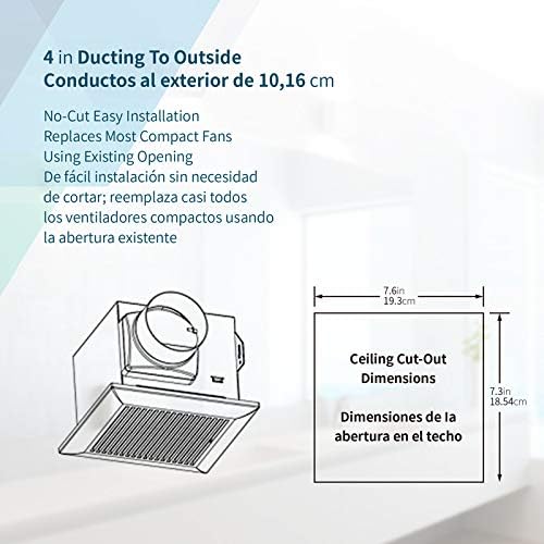 Tech Drive Very Quiet Bathroom Exhaust Fan - 80 CFM, 1.5 Sone, No Attic Access Needed, Energy Star Certified, Easy to Install,4-Inch Duct, Ceiling Mounted for Bathrooms Up to 85 Sq. Ft