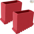 Geesatis 2Pcs Non-Slip Folding Ladder Feet Mat,Rubber Pads Covers Ladder Foot Pads,Anti-Skid Ladder Leg Cushion Bumper,1.2x2.9 Inch (Red)