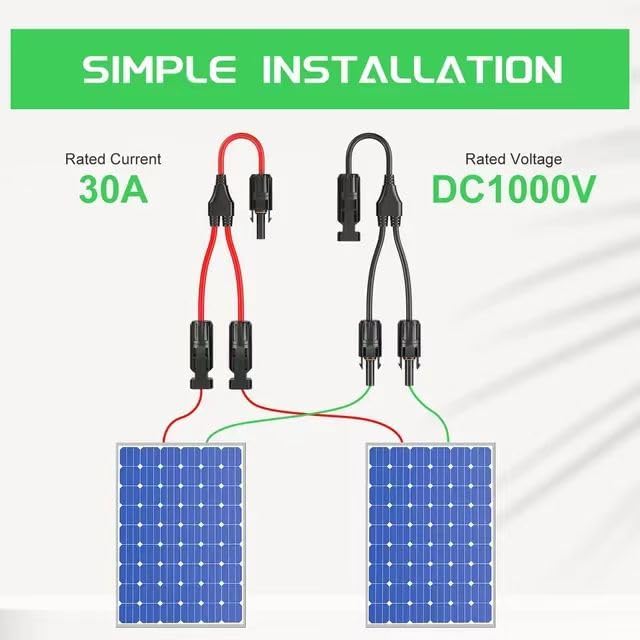 4pcs mc4 y connectors, 30amp Solar Connectors Photovoltaic Panel Adaptor Y Branch Plug 1 To 2 Parallel Connection Of Battery Plate Assembly RV PV Group Line solar panel connectors for Solar Panel