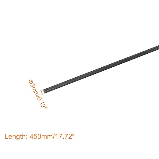 MECCANIXITY Carbon Fiber Rod, 3mm x 450mm for RC Plane DIY Tool Wing Tube Quadcopter Arm, Pack of 4