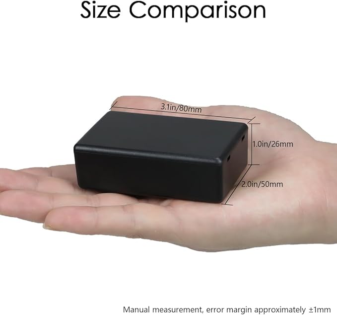 LeMotech Project Box 10 Pieces ABS Plastic Electrical Project Case Small Junction Box for Electronics Black 3.1 x 2.0 x 1.0 inch (80 x 50x 26 mm)