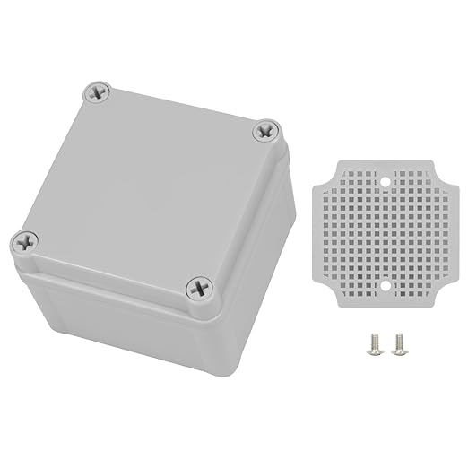 Junction Box，3.9"x 3.9"x 3" Outdoor Electrical Box with Mounting Plate, IP67 Dustproof Waterproof ABS Plastic Project Box, DIY Electrical Enclosure Gray (100x 100x 75 mm)