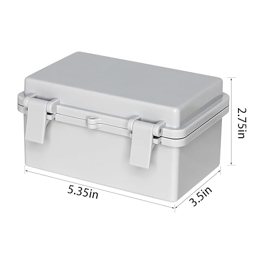 Outdoor Electrical Box Plastic Junction Box,Durable DIY Enclosure for Wiring Connections and Protection Wall Brackets for Power Project (5.3"x3.4"x2.7")