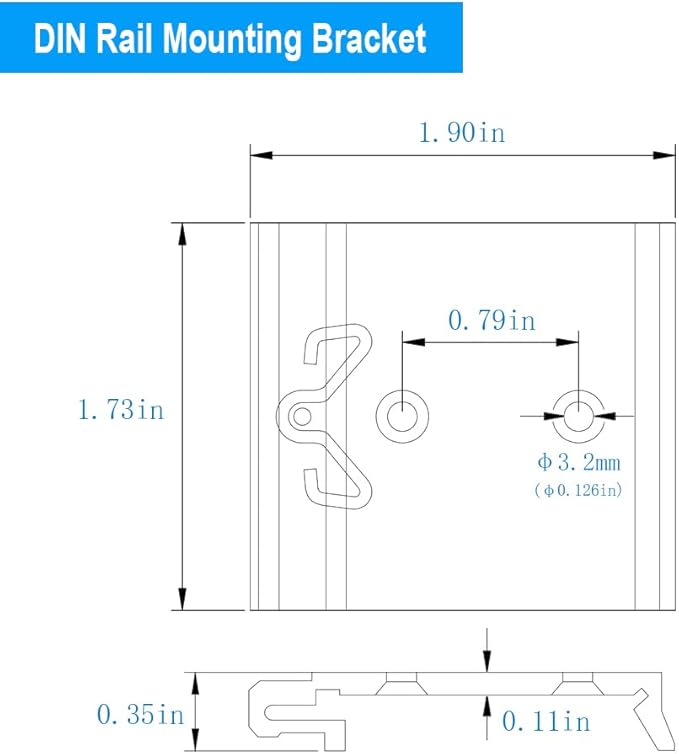 1.73" Width DIN Rail Mounting Clip, Universal Aluminum Alloy Bracket, Snap-in Fixed Clamp for 35mm Slotted DIN Rail, 4-Pack