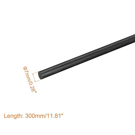 MECCANIXITY Carbon Fiber Rod, 7mm x 300mm for RC Plane DIY Tool Wing Tube Quadcopter Arm, Pack of 2