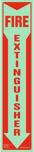 Fire Extinguisher Signs Glow in The Dark 2-pk., 3" x 13.5" Permanent Self Adhesive Vinyl with Rounded Corners, ASTM, DIN, ISO, IMO RES A.752(18), PSPA Compliant, J. J. Keller & Associates, Inc.