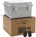 MAKERELE Electrical Weatherproof Outdoor Junction Box Small With Wall Bracket 5.9"5.9"3.5" (15015090mm) Universal Durable Cable Enclosure Include Mounting Panel Dustproof With 2 NPT 1/4” Glands