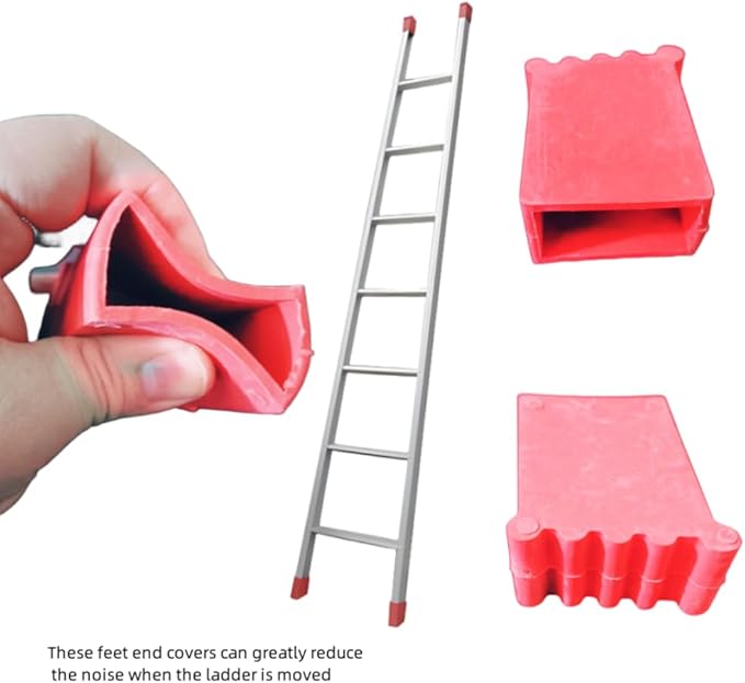 4Pcs Ladder Non Slip Feet Covers, Rubber Steep Ladder Foot Pads, Ladder Foot Covers Ladder Cap for Replacement Extension Ladder Parts Accessories，Red