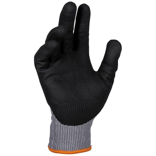 KLEIN TOOLS 60583 Work Gloves, Knit Dipped Cut Resistant ANSI A2 Nitrile Coated Gloves, HPPE Fabric, Touchscreen Capable, Small, 2-Pair