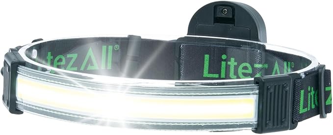 LitezAll Tactical LED Headlamp with Adjustable Headband, Flat Battery Powered Headlamp for Hiking, Camping, Emergency Use – Hands-Free Outdoor Light for Camping Lights & Lanterns Setups
