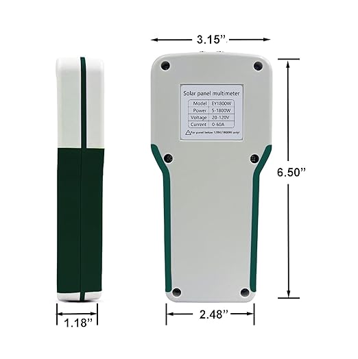 EY1800W Solar Panel Tester Multimeter, DC/AC Solar Panel Watt Meter, Photovoltaic Panel Solar Power Tracker, Auto & Manual MPPT Open Circuit Volt Current Troubleshoot Utility Tool Backlit LCD Display