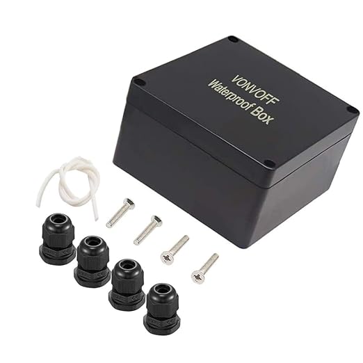DIY Electrical Box,Universal Junction Box,Dustproof Waterproof IP67 ABS Plastic Box,with 4pcs x M16 Cable Gland,4.7x4.7x3.5 inch (120 * 120 * 90 mm)