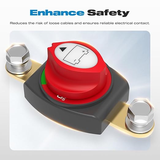 Battery Disconnect Switch, Malictele On/Off Side Post Battery Switch 275A 12-48V Power Cut Master Disconnect Isolator for Car Vehicle RV and Boat