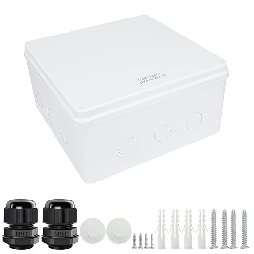 LeMotech Junction Box, Electrical Box IP65 Water Resistant Dustproof ABS Plastic Project Enclosure for Electronics White, External Size 11.8 x 11.8 x 5.9 inch
