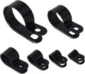 Cable Clamp 200 Pcs Black Nylon Screws Plastic R-Type Cable Clamp Clips Fasteners Assortment for Cable Conduit 6 Sizes 3/16" to 1"