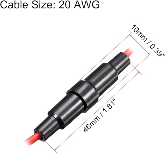 uxcell Inline Screw Type Fuse Holder 20 Gauge AWG 20Pcs for 5mm x 20mm Tube Fuse