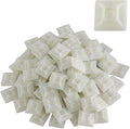 GTSE 100 Pack White Zip Tie Mounts, 1" Adhesive Mounting Squares, Cable Tie Mount, Cable Clips Organizer Holders, Zip Tie Anchor for Wire Bundles, UV Resistant Tie Wrap Bases