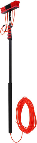 Window Cleaner Tool Washing Equipment Window Solar Panel Cleaning Brush and Pole Water Fed Pole Kit for House Roof Glass Car, 180° Adjustable Brush Head with 4 Water Outlets (23.62ft)