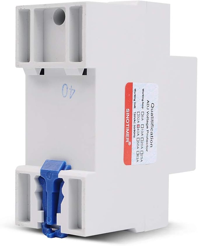 Adjustable Voltage Protector SINOTIMER Surge Protective Relay with 2 LED Displays Overvoltage and Undervoltage Current Limit Devices, 40A Load(Economical), Used in AC120V Residential