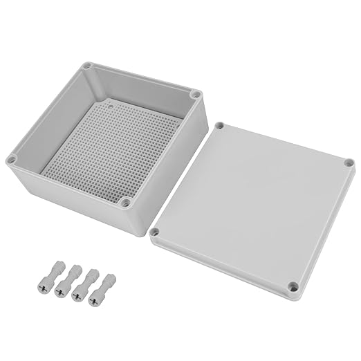 Junction Box，7.9"x 7.9"x 3.7" Outdoor Electrical Box with Mounting Plate, IP67 Dustproof Waterproof ABS Plastic Project Box, DIY Electrical Enclosure Gray (200x 200x 95 mm)