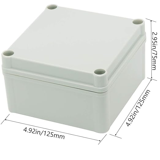 Zulkit Junction Box ABS Plastic Dustproof Waterproof IP67 Junction Boxes Universal Electrical Project Enclosure DIY Electronic Project Box Grey 4.92 x 4.92 x 2.95 inch (125 x 125 x 75 mm)