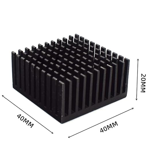4PCS Black Aluminum Heat Sink with Thermal Conductive Adhesive Tape, 40×40×20mm Heatsink Cooler for Cooling VRM GPU Stepper Driver 3D Printer Stepper Motor