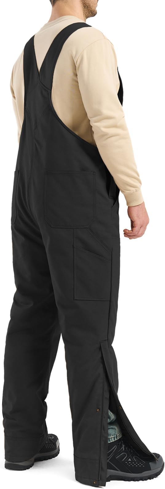 HISEA Insulated Bib Overalls for Men, Winter Water Resistant Duck Canvas Overall, Loose Fit Utility Workwear for Cold Weather