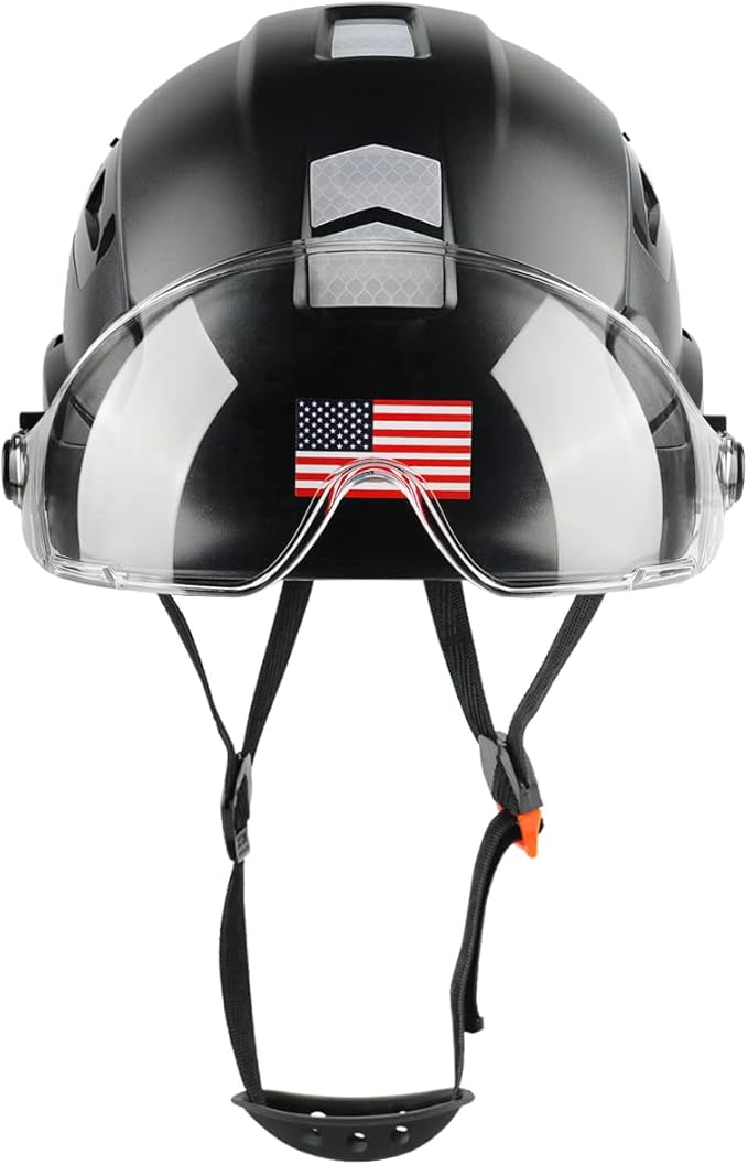 GREEN DEVIL Safety Helmet Hard Hat with Visor Chinstrap Adjustable Lightweight Vented ABS Work Helmet for Men and Women 6-Point Suspension ANSI Z89.1 Approved Ideal for Industrial & Construction