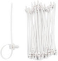 XINGO 100PCS White Fir Tree Nylon Push Mount Zip Ties, Heavy Duty Wire Ties, 2 in 1 Self Locking UV Resistant Assortment for Indoor Wire Tying (8.3"x0.22")