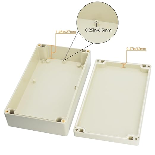 LeMotech Waterproof Dustproof IP65 ABS Plastic Junction Box Universal Electric Project Enclosure Pale Gray 7.9 x 4.7 x 2.2 inch (200 x 120 x 56 mm)