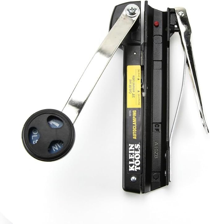 Klein Tools 53725 Armored and BX Cable Cutter, Cuts Up to 3/8 Inch Armored Cable-BX-AC-MC-MCAP-Greenfield, With Storage and Extra Blades