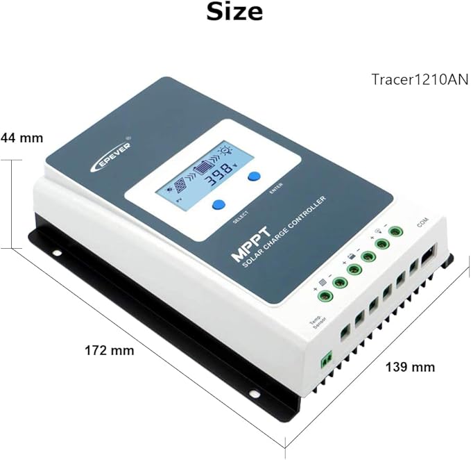 EPEVER 10A Solar Charge Controller MPPT Solar Panel Charge Controller 12V / 24V Auto Working Max PV 100V Solar Charge Battery Regulator with LCD Display for Gel Flooded Sealed Lithium Batteries