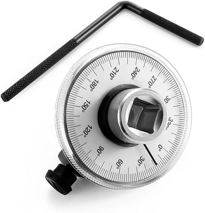 1/2 Inch Torque Wrench Angle Gauge Tool, 360° Adjustable 1/2" Drive Torque meter Wrench Set, Professional Measure Tool