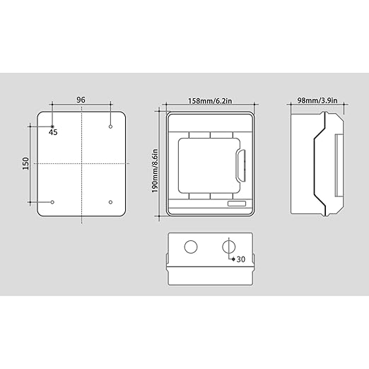 Waterproof 6 Way Breaker Box IP66 PC/ABS Alloy Plastic Power Distribution Box Enclosure with Clear Cover, Bus Bars and DIN Rail