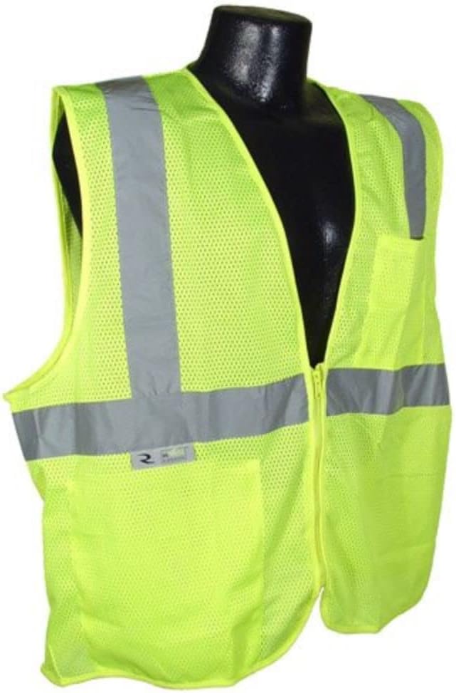Radians SV2ZGM 2X Safety Vest Class 2 Zipper with Pockets Lime Green Mesh