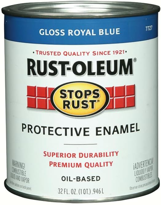 Rust-Oleum 7727502-2PK Stops Rust Brush On Paint, Quart, Gloss Royal Blue, (Pack of 2)