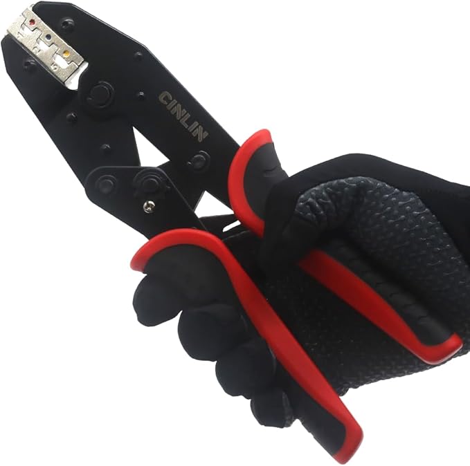 Ratcheting Wire Crimping Tools Set,For Heat Shrink Terminals, Non-Insulated, Open Barrel, Solar Conncetors, Insulated and Non-Insulated Ferrules,Crimping pliers + 6-jaw set,Crimp tool