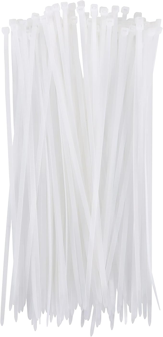 White Zip Ties Heavy Duty 8 Inch(100 Pack), 50lb Multi-purpose Cable Ties For Indoor and Outdoor Use