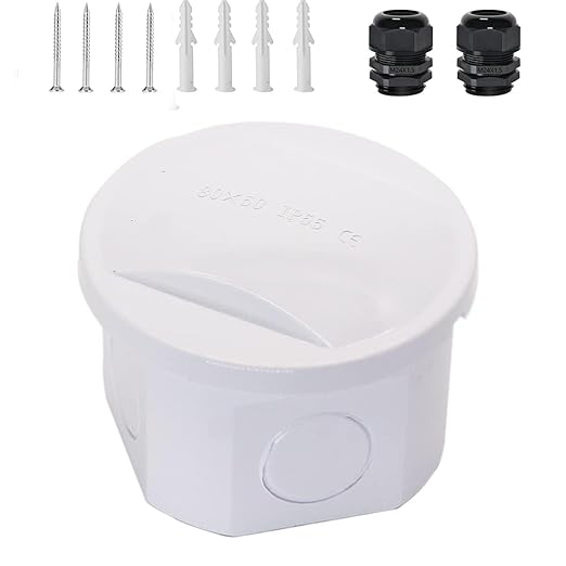 Junction Box, Zulkit Project Box with Reserved Holes IP55 Waterproof Dustproof Electrical Box ABS Plastic Project Enclosure White D3.1 x H2