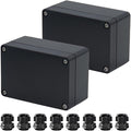 2pcs Project Box ABS Black Electrical Boxes IP65 Outdoor Waterproof Box Electronic Junction Box Power Enclosure with Cable Glands for DIY Project 3.94 x 2.68 x 1.97 inch (100x68x50mm)